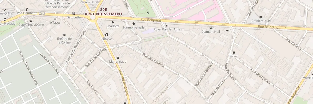Plan du 70 Rue des Prairies à Paris 20e Arrondissement