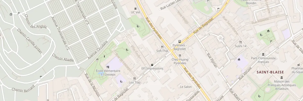 Plan du 93 Rue de Bagnolet à Paris 20e Arrondissement
