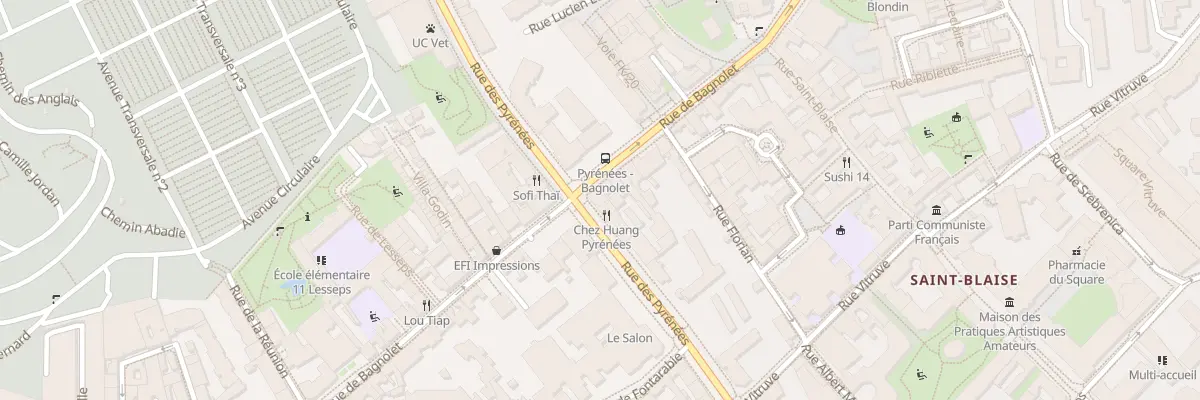 Plan du 94 Rue de Bagnolet à Paris 20e Arrondissement