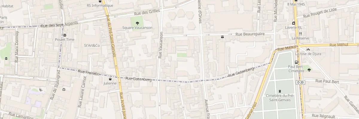 Plan du 27 Rue Gutenberg à Pantin