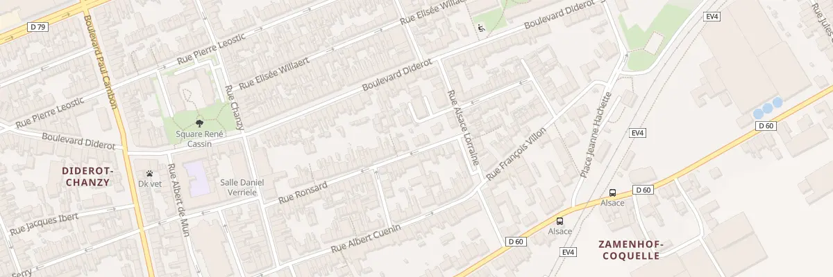 Plan de la Rue Ronsard à Dunkerque
