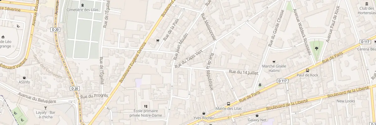 Plan du 1 Rue du Quatorze Juillet aux Lilas