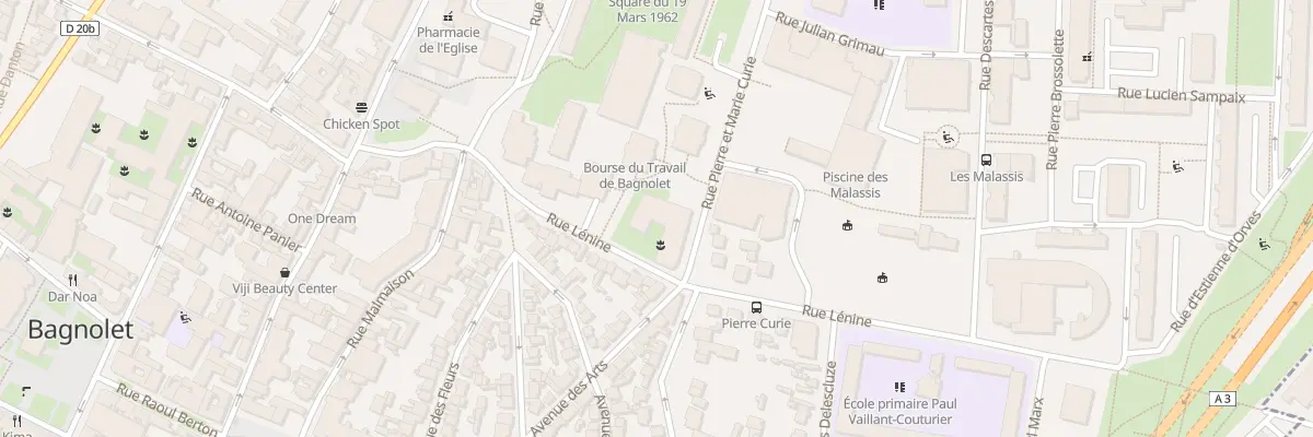Plan du 5 Rue Pierre et Marie Curie à Bagnolet