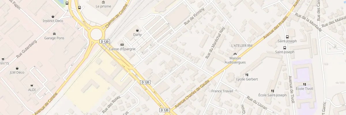 Plan du 15 Rue Docteur Emile Roux à Aurillac