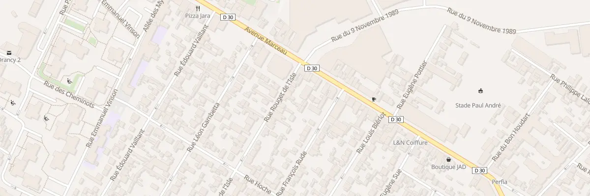 Plan du 9 Rue Rouget de l’Isle à Drancy