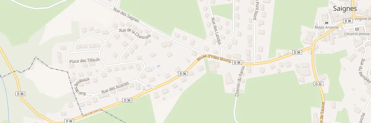 Plan du 22 Rte d’Ydes Bourg à Saignes
