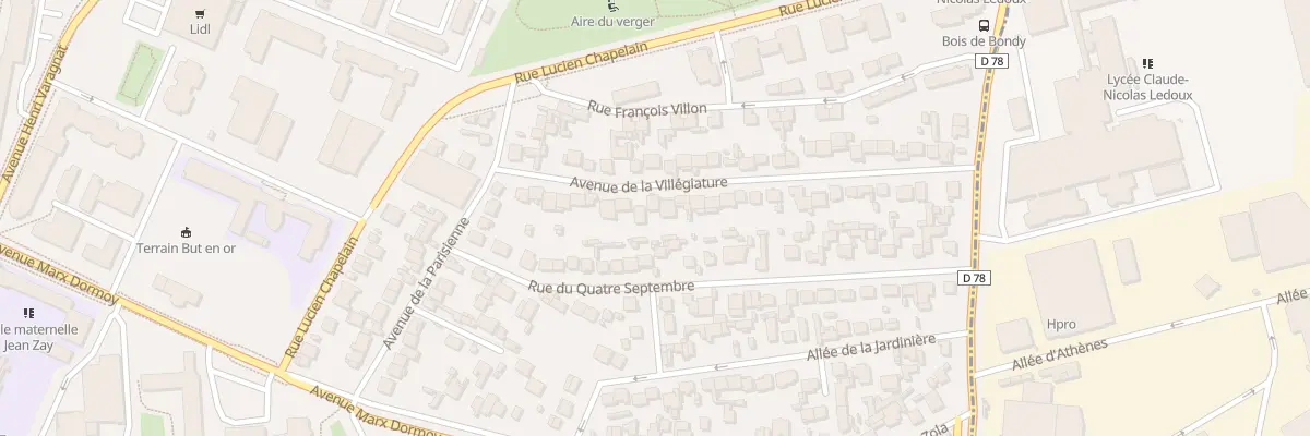 Plan du 20 Av de la Villégiature à Bondy