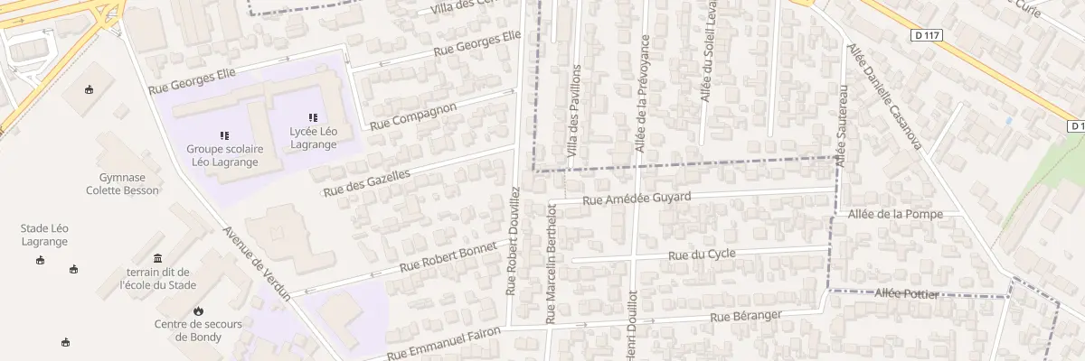 Plan du 1 Rue Amédée Guyard à Bondy