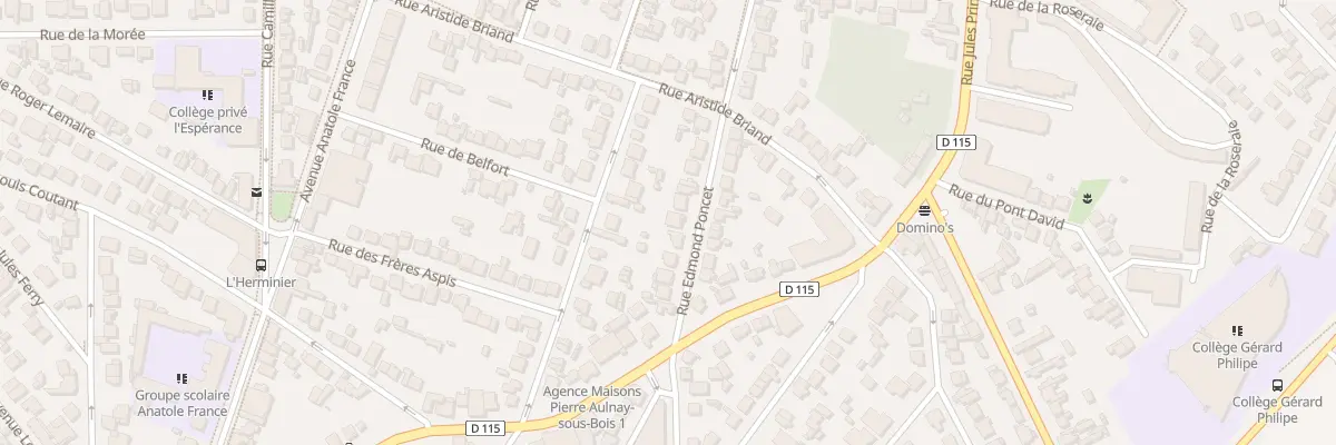 Plan du 13 Rue Edmond Poncet à Aulnay-sous-Bois