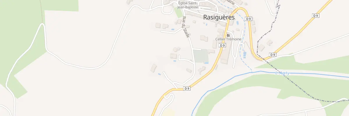 Plan de la Rue du Stade à Rasiguères