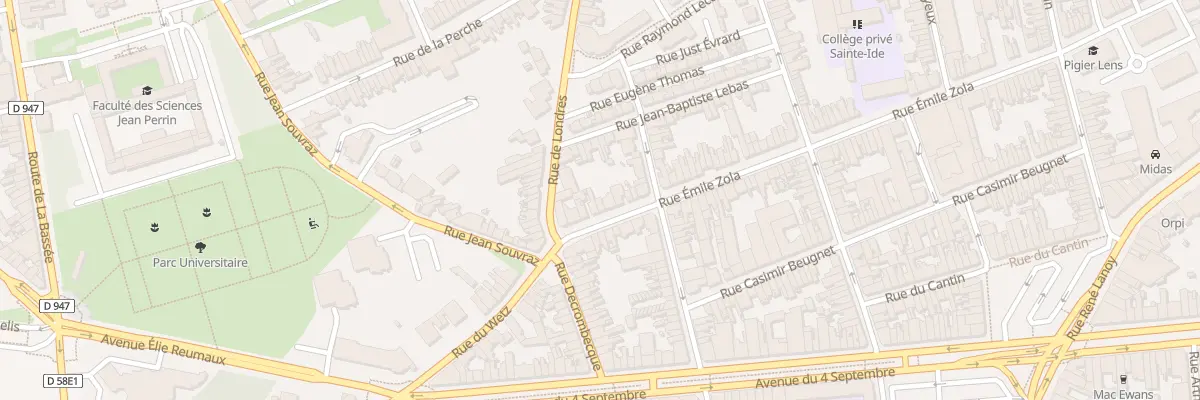 Plan du 9 Rue Emile Zola à Lens