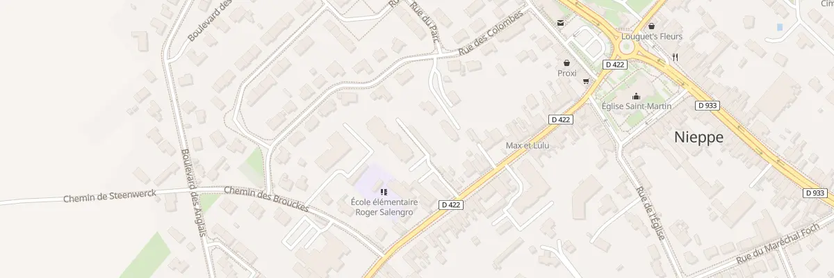 Plan de la Rue du Docteur H Vanuxeem à Nieppe