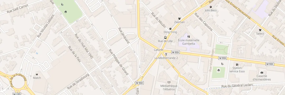 Plan du 24 Rue Nationale Ave Mitterrand à Armentières