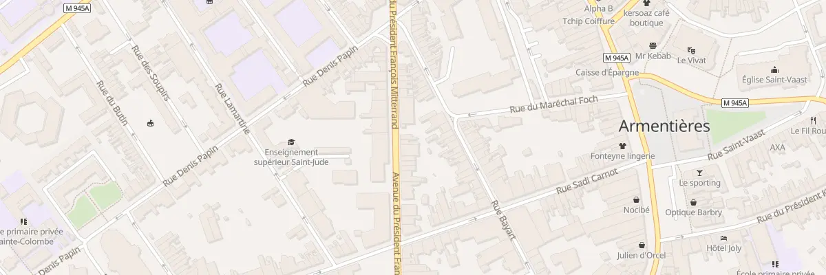 Plan du 96 Rue Nationale Ave Mitterrand à Armentières