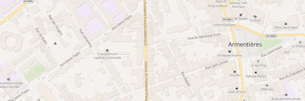 Plan du 94 Rue Nationale Ave Mitterrand à Armentières