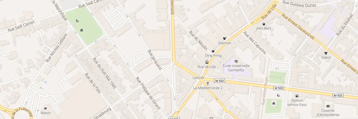 Plan du 28 Rue Nationale Ave Mitterrand à Armentières