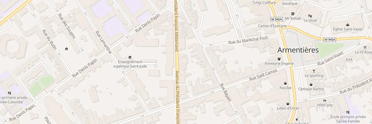 Plan du 92 Rue Nationale Ave Mitterrand à Armentières