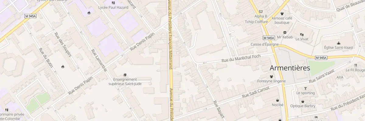 Plan du 96T Rue Nationale Ave Mitterrand à Armentières