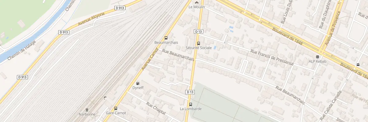 Plan du 8 Rue Beaumarchais à Narbonne