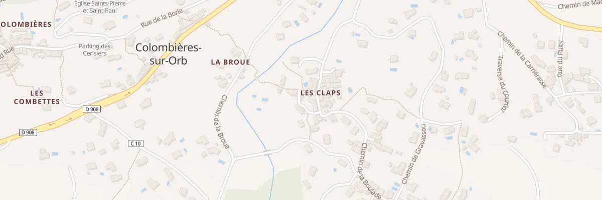 Plan du 5250 Les Claps à Colombières-sur-Orb