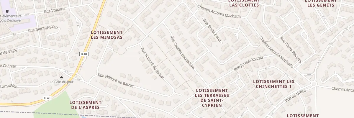 Plan du 12 Rue Charles Baudelaire à Saint-Cyprien