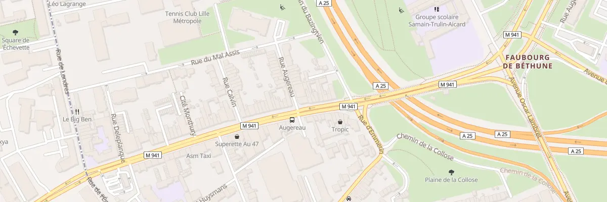 Plan du 2 Rue Augereau à Lille