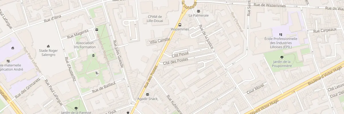 Plan du 2 Cité Pesse 179 Rue des Postes à Lille