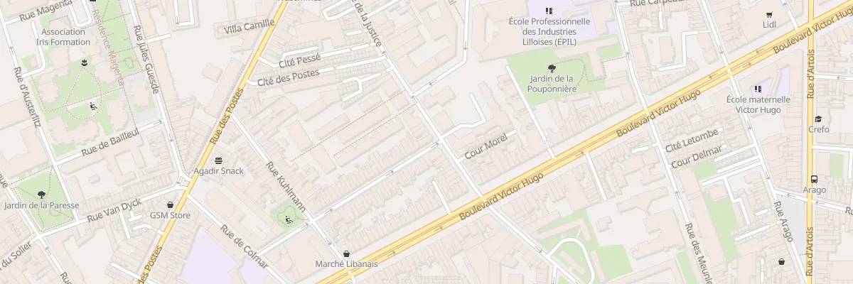 Plan du 2 Rue du Docteur Yersin à Lille
