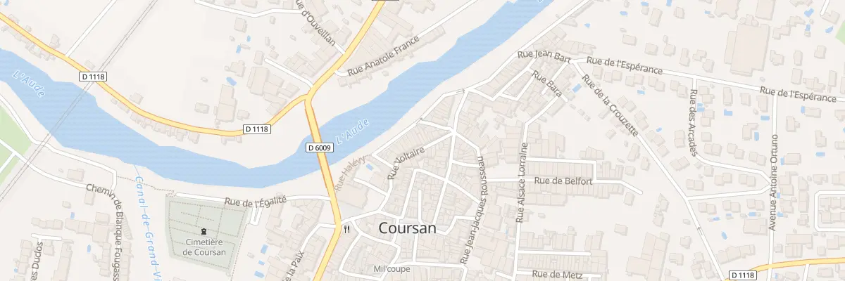 Plan du 9 Rue Voltaire à Coursan