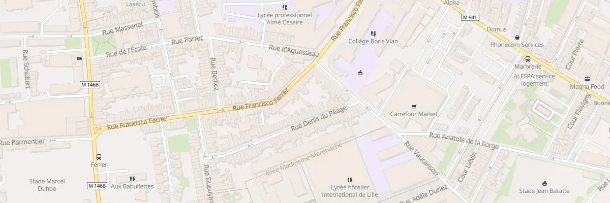 Plan du 9002 Rue Francisco Ferrer à Lille