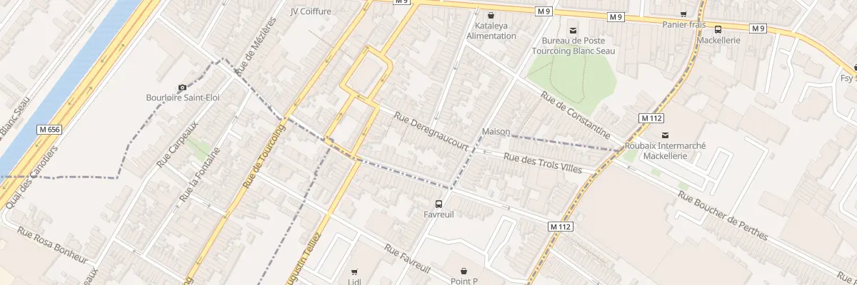 Plan du 28 Rue Deregnaucourt à Tourcoing