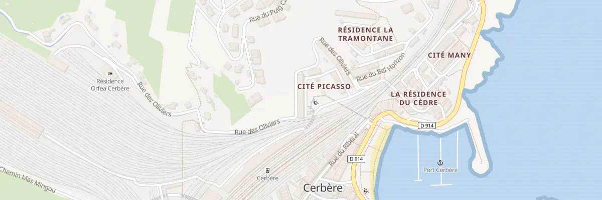 Plan du 9001 Rue des Oliviers à Cerbère