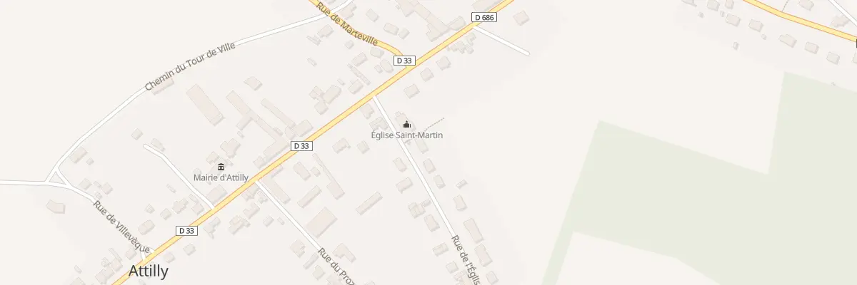 Plan de la Rue de l’Eglise à Attilly