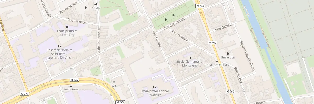 Plan du 75 Rue Lacroix à Roubaix