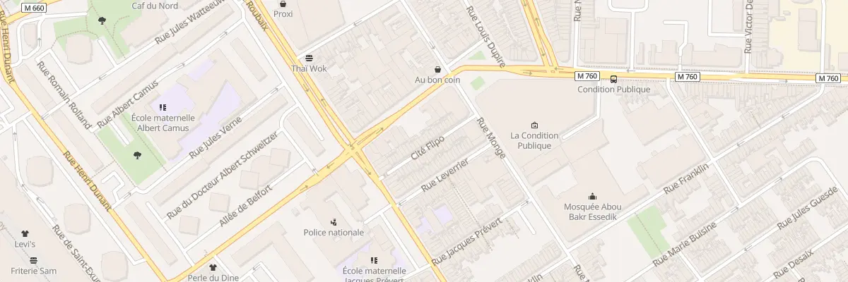 Plan du 21 Che Flipo Rue Pierre de Roubai à Roubaix