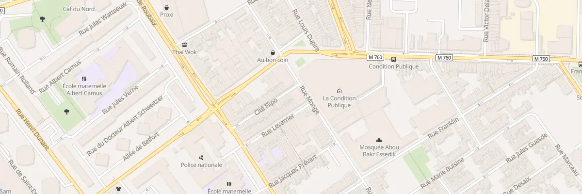 Plan du 42 Che Flipo Rue Pierre de Roubai à Roubaix