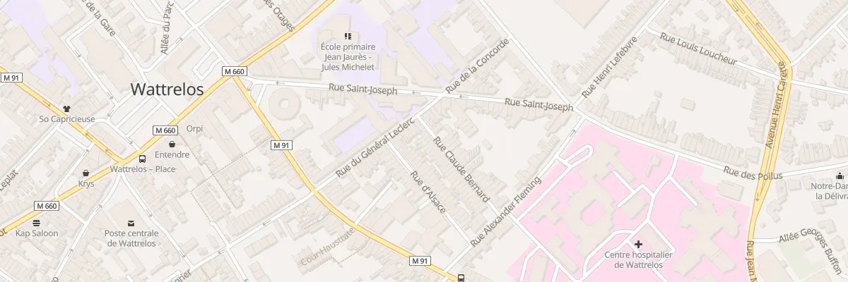 Plan du 2 Rue Claude Bernard à Wattrelos