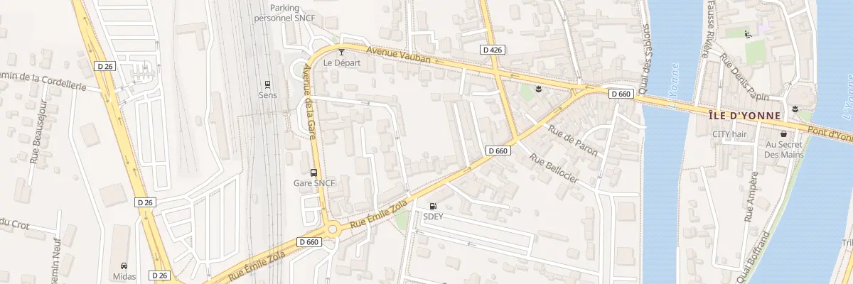 Plan du 92 Rue Emile Zola à Sens