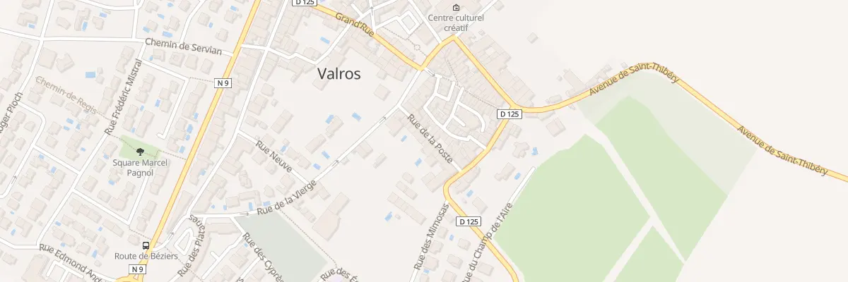 Plan de la Rue de la Poste à Valros