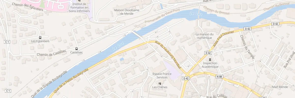 Plan du 1 Quai La Pte Roubeyrolle à Mende