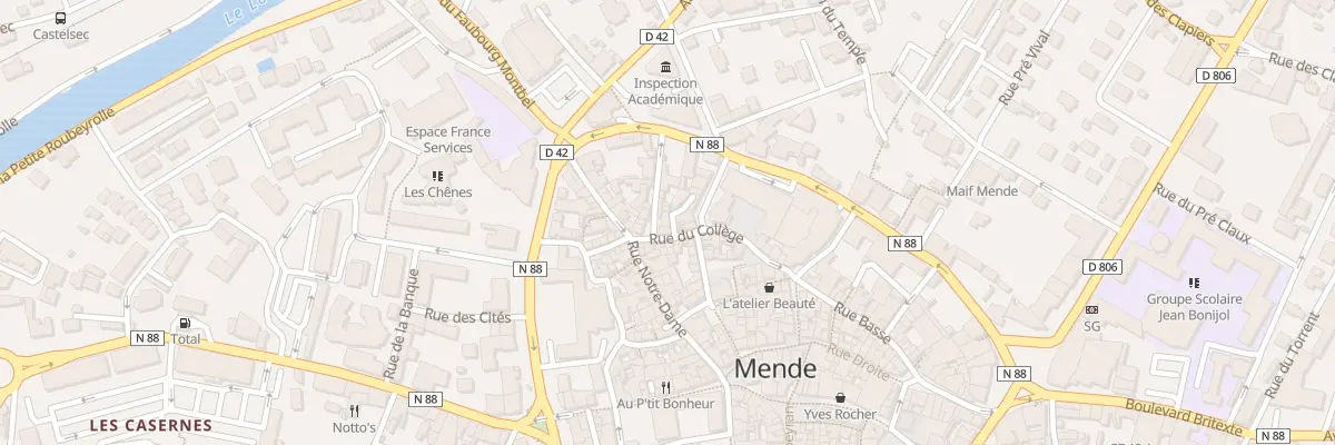 Plan du 2 Rue des Bains à Mende