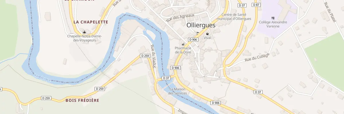 Plan du 14 Rue Rhin et Danube à Olliergues