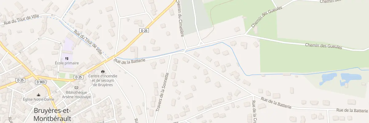Plan du 12 Rue de la Batterie à Bruyères-et-Montbérault