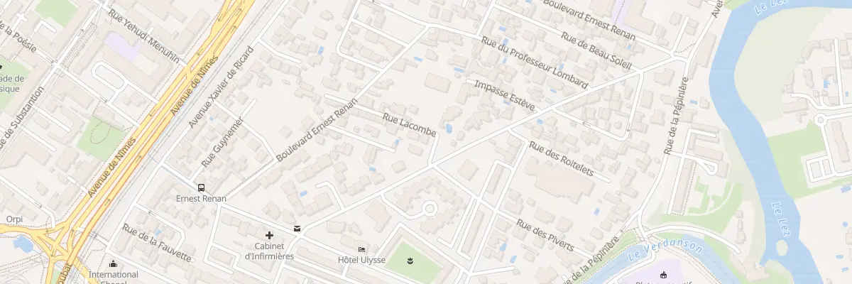 Plan du 14 Rue Lacombe à Montpellier