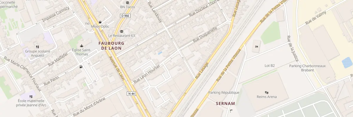 Plan de la Rue Léon Hourlier à Reims