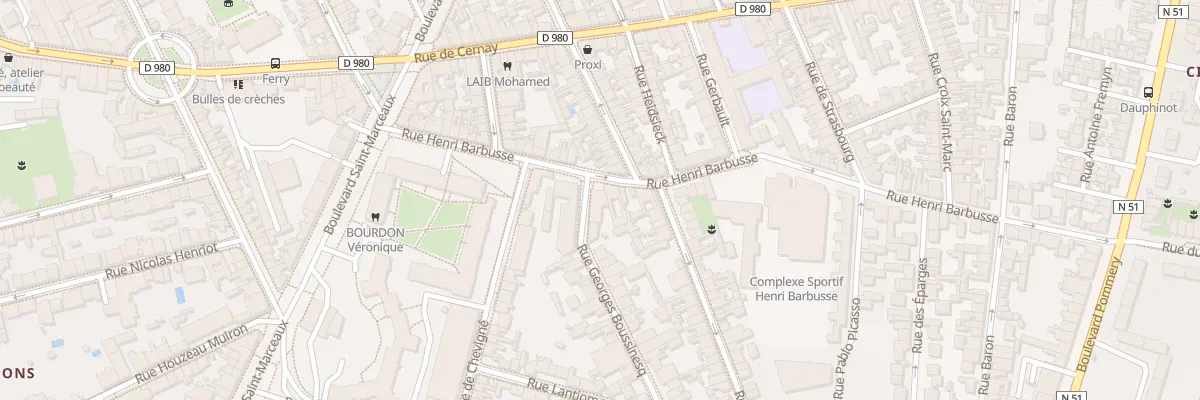 Plan du 1 Rue Georges Boussinesq à Reims