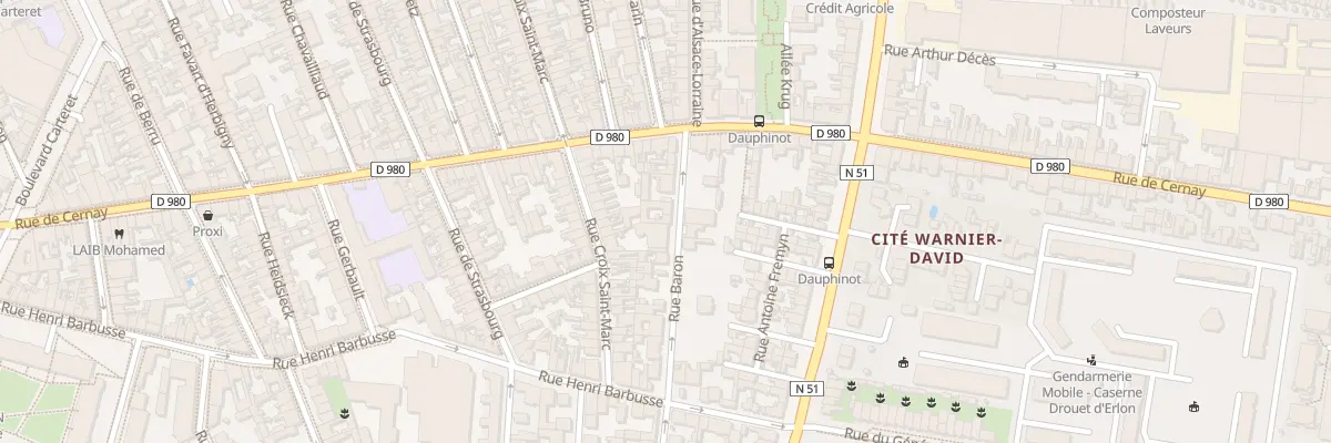 Plan du 14 Rue Baron à Reims