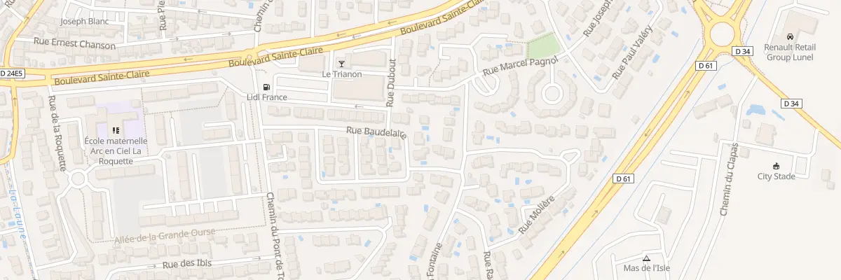 Plan du 174 Rue Baudelaire à Lunel
