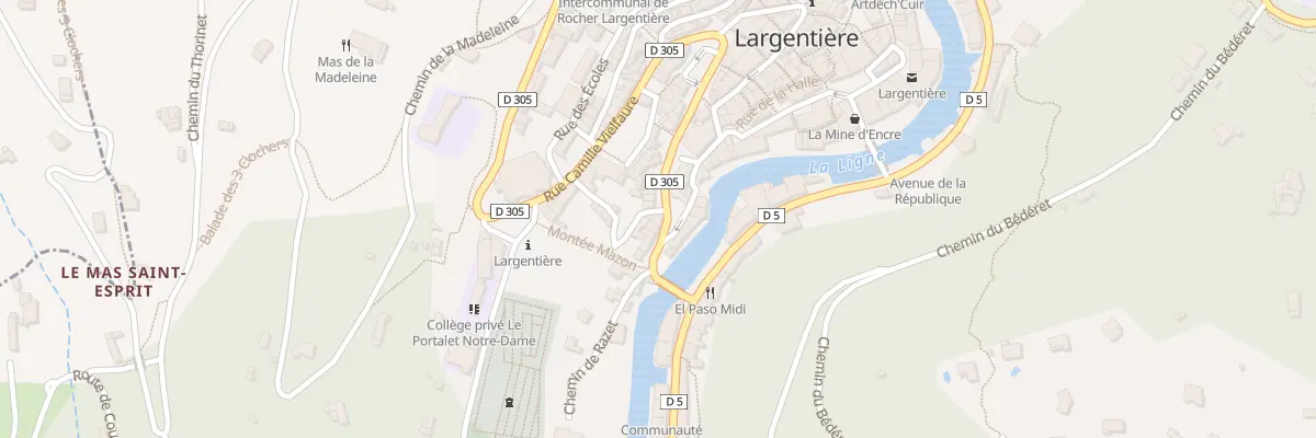 Plan de la Rue des Pénitents à Largentière