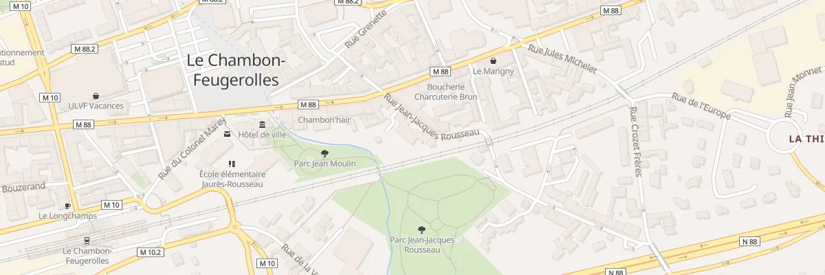 Plan du 8 Rue J. Jacques Rousseau au Chambon-Feugerolles